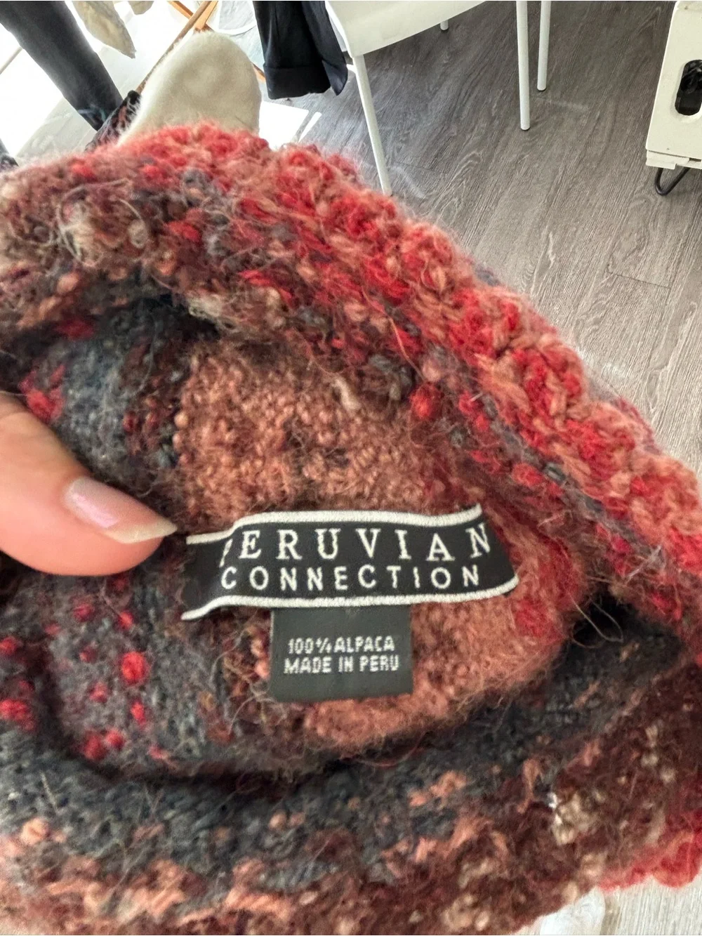 Child Peruvian Connection Multicolor Alpaca Knit Hat in Red, Brown & Gray